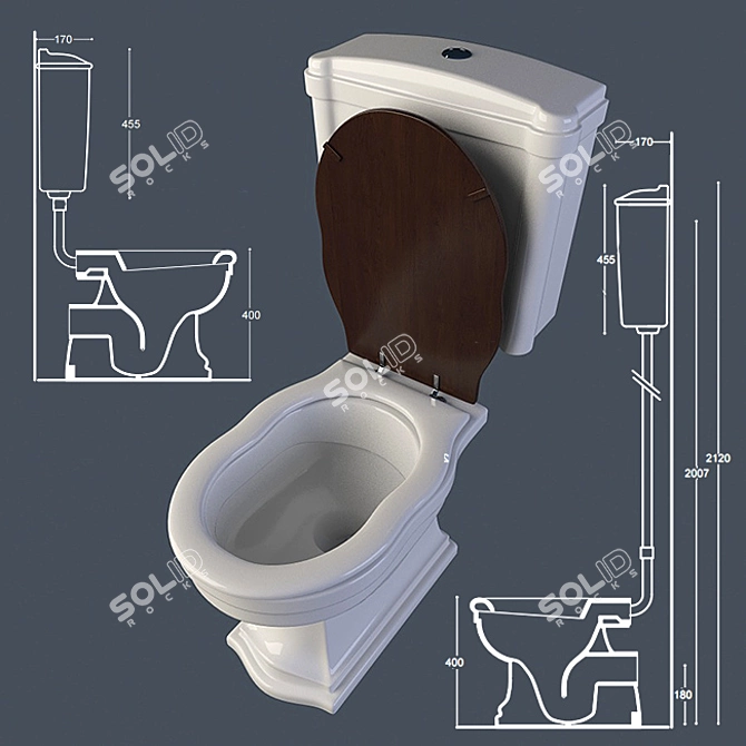 Althea Royal Toilet - Low & High Level 3D model image 2