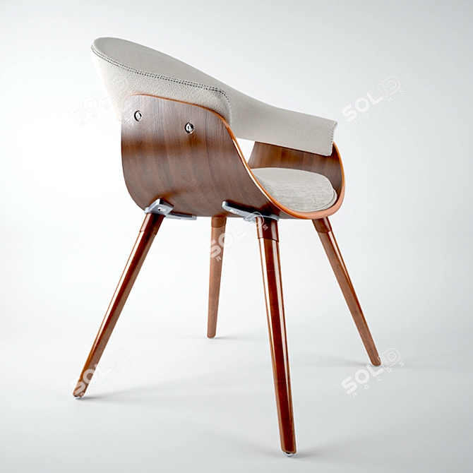 Retro Chic Wooden Armchair 3D model image 2