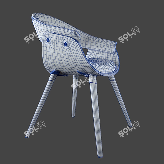Retro Chic Wooden Armchair 3D model image 3