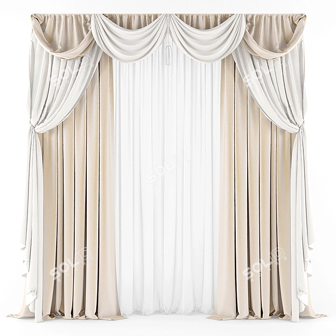 Classic Elegance: Stylish Curtains 3D model image 1