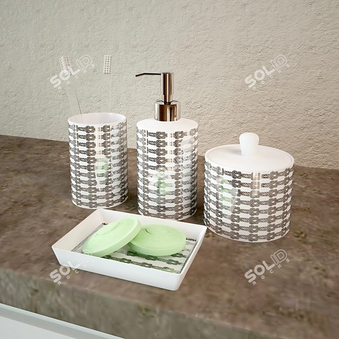 Silver Transfer Bathroom Set 3D model image 2