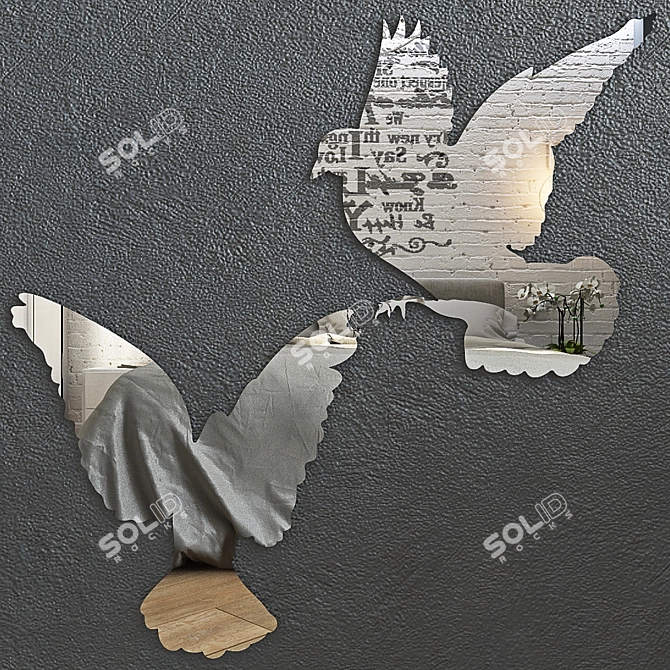 Reflective Pigeon Mirror 3D model image 1