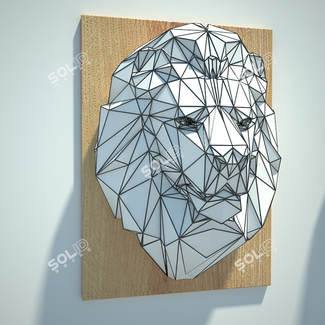 Glass Lion Wall Sculpture 3D model image 1