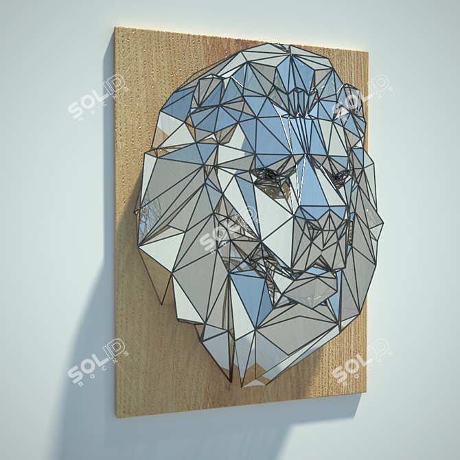 Glass Lion Wall Sculpture 3D model image 2