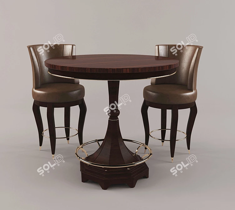 Modern Metal Bar Stool 3D model image 1