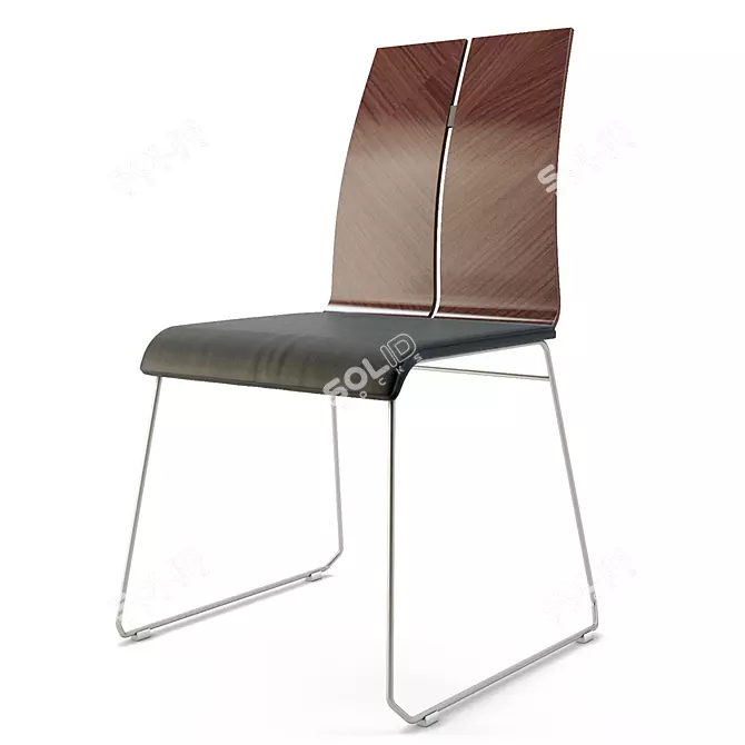 Elegant Walnut Dining Chair 3D model image 1