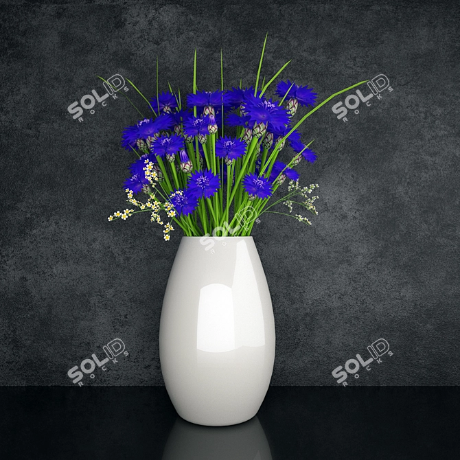 Vibrant Cornflower Bouquet 3D model image 1