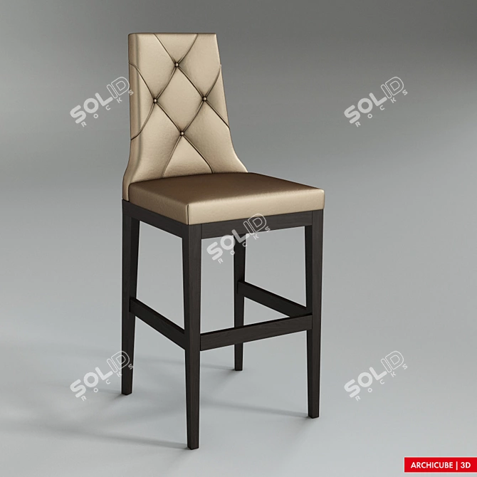 Art Nouveau Barstool - Elegant and Stylish 3D model image 1