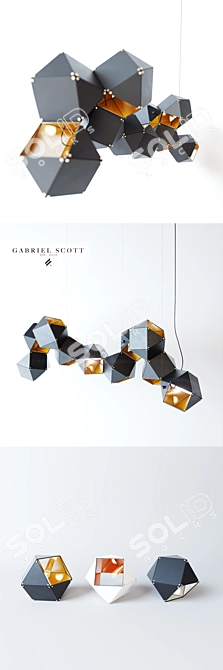 Sculptural Geometric Chandelier 3D model image 1