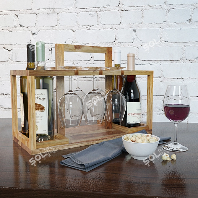 Elegant Wine Box Set 3D model image 1