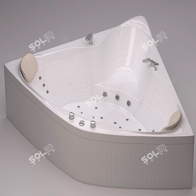 Triton Troy Corner Bath Set - Hydro-massage, Mixer, Shower Head 3D model image 3