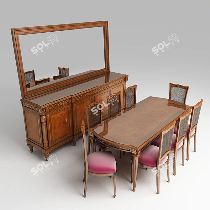 Vintage Tresure Dining Set 3D model image 1