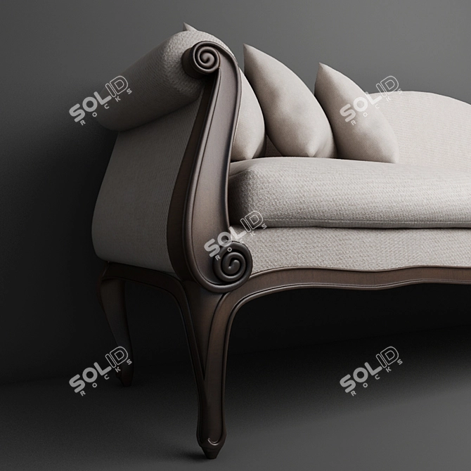 Rustic Elegance: Shallow 3-Seater 3D model image 2