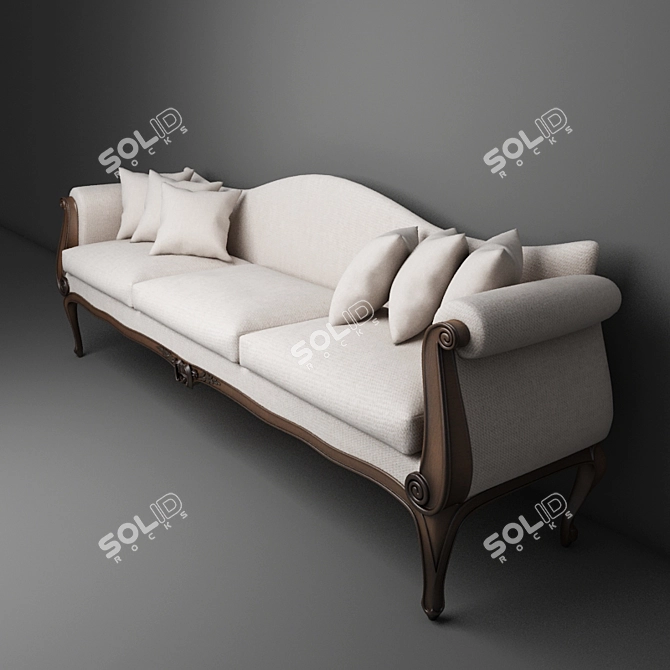 Rustic Elegance: Shallow 3-Seater 3D model image 3
