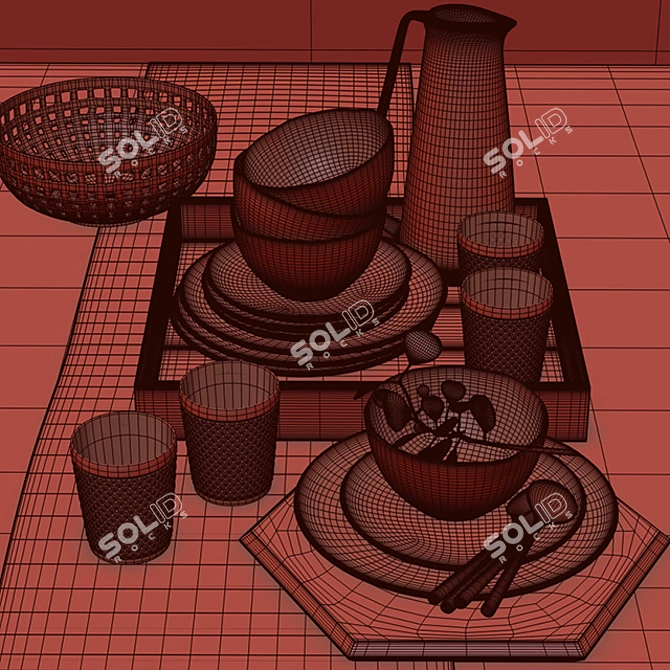 CB2 Complete Dining Set 3D model image 2