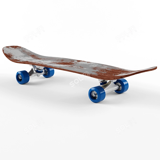 High-Res Skateboard with 5 Stickers 3D model image 3