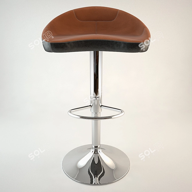 Sleek Black Bar Stool 3D model image 1