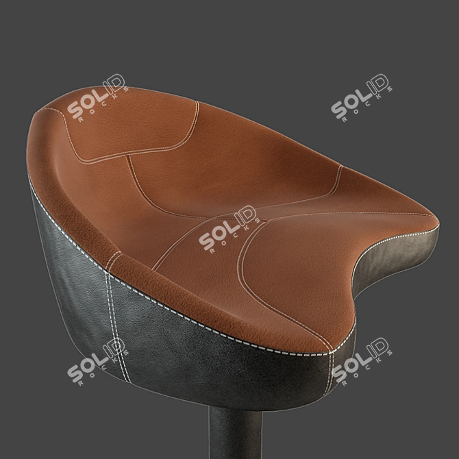 Sleek Black Bar Stool 3D model image 2