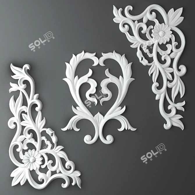 Elegant Stucco Corner Trim 3D model image 1