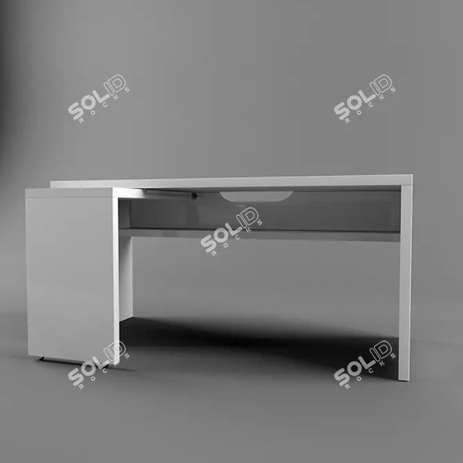 IKEA MALM 151x65: Sleek White Desk 3D model image 1