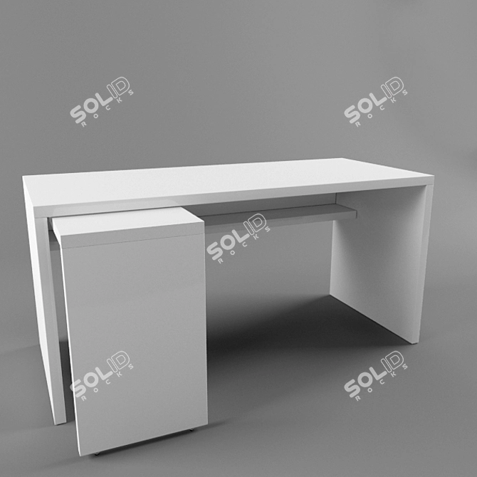 IKEA MALM 151x65: Sleek White Desk 3D model image 2