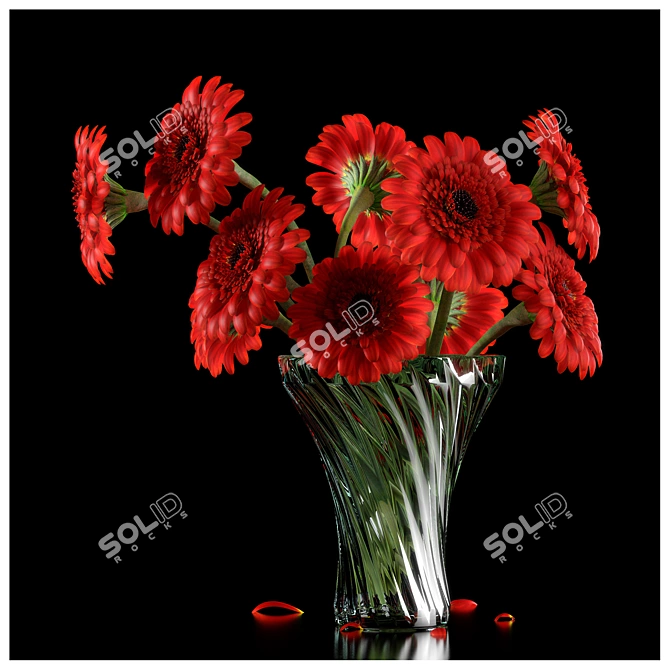 Vibrant Red Gerbera Bouquet 3D model image 1