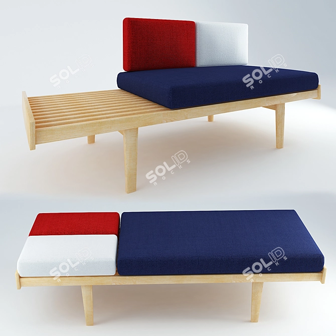 Elegant Bliss Banquette Daybed 3D model image 1