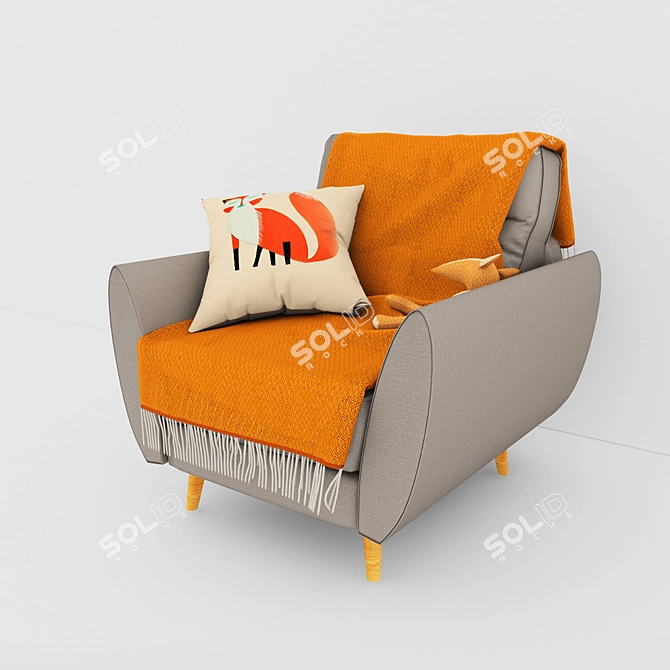 Zinc French Connection Armchair: Cozy, Elegant, and Complete 3D model image 1