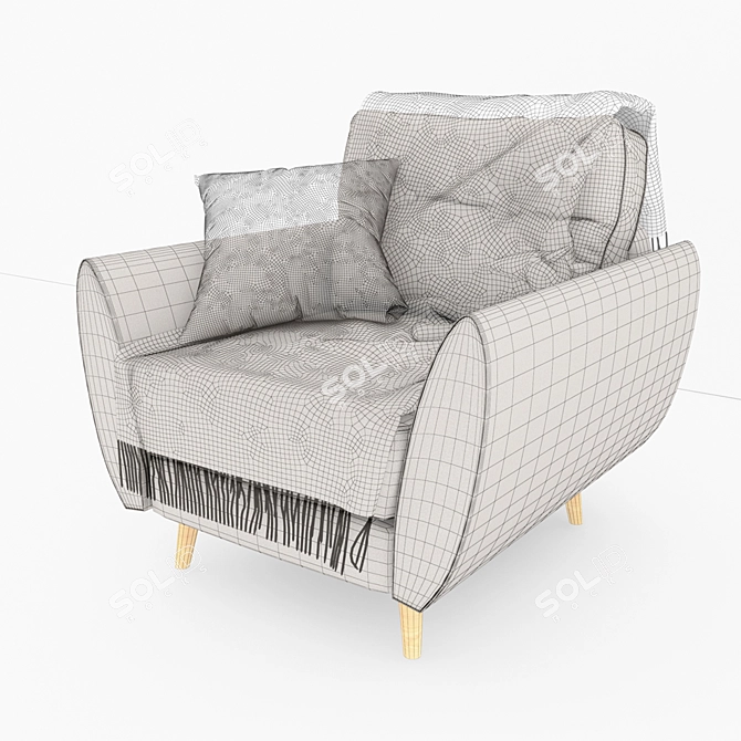 Zinc French Connection Armchair: Cozy, Elegant, and Complete 3D model image 2