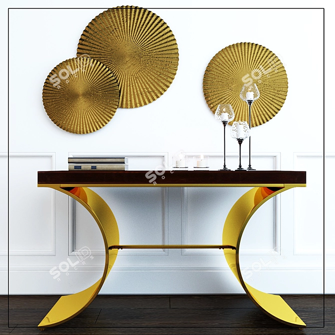 Elegant Decor Set: Seville Console, Apollo Medallions 3D model image 1