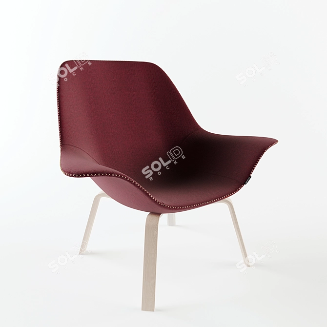 Oyster Wood Low: Timeless Comfort 3D model image 1