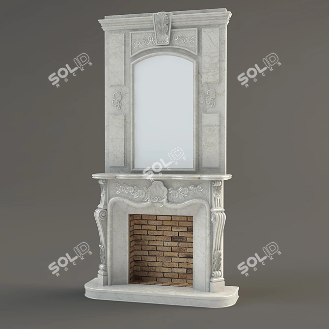 Classic Mirror Fireplace 3D model image 1