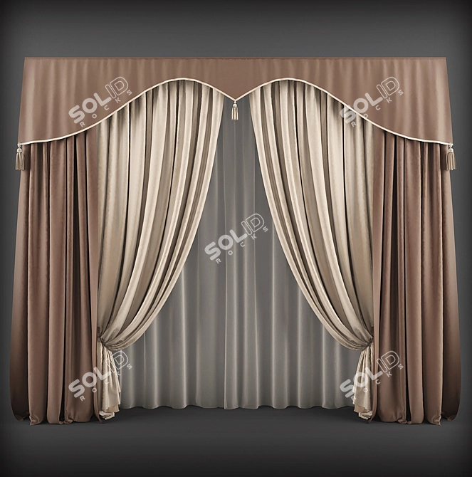 Elegant Classic Curtains 3D model image 1