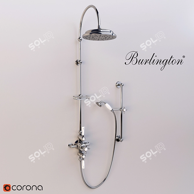 Thermostatic 2-way Shower Column with 9' Rainfall Showerhead 3D model image 1