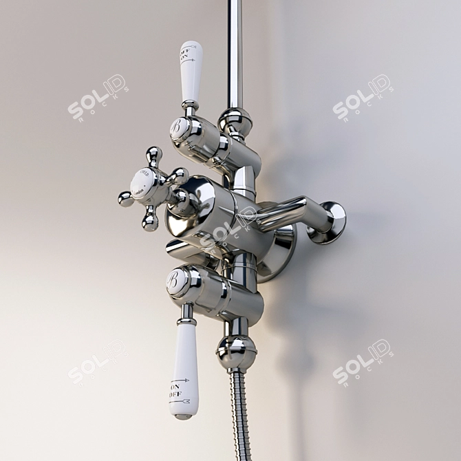 Thermostatic 2-way Shower Column with 9' Rainfall Showerhead 3D model image 2