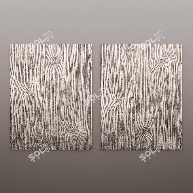 Customizable Wood Carved Wall Panel 3D model image 1