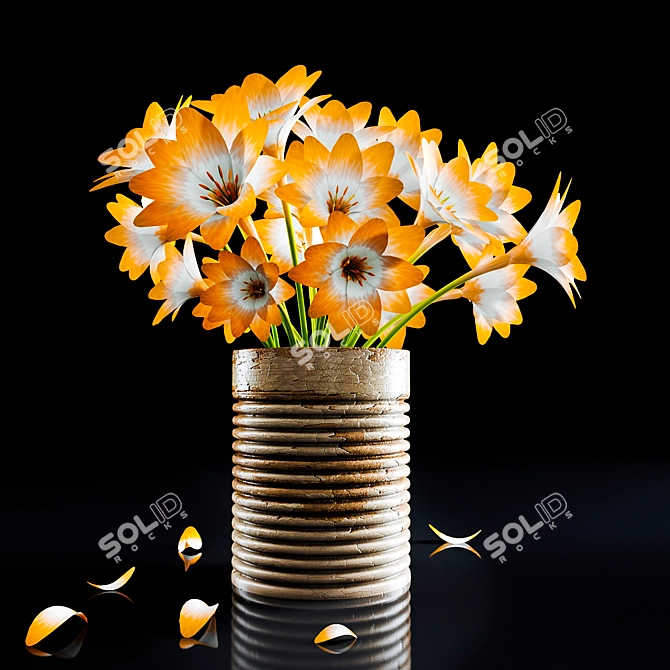 Sunshine Yellow Floral Vase 3D model image 1