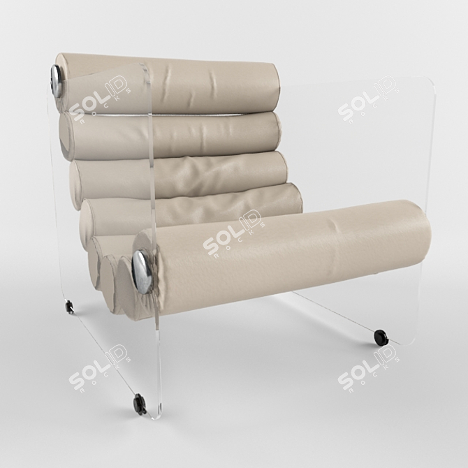 Elegant White Leather Chair 3D model image 1