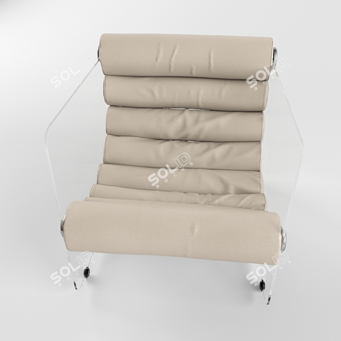 Elegant White Leather Chair 3D model image 2