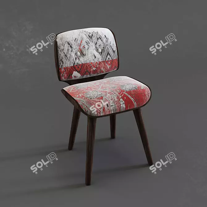 Elegant Nut Dining Chair 3D model image 1