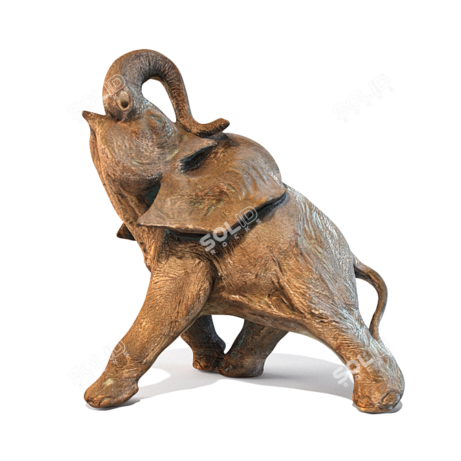 Eclectic Elephant Statue: Detailed and Decorative 3D model image 1