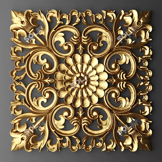 Elegant Rosette Carving Pattern 3D model image 1