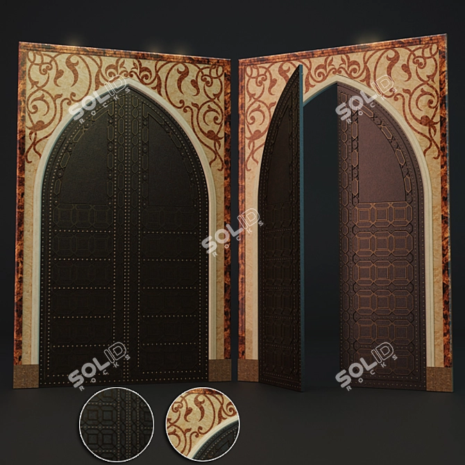 Exquisite Oriental Door 3D model image 1