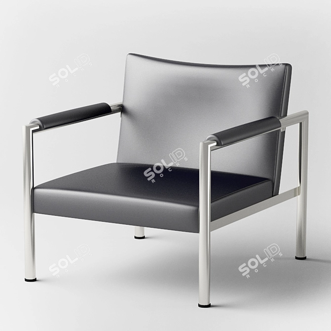 Sleek Chrome Lounge Chair 3D model image 1