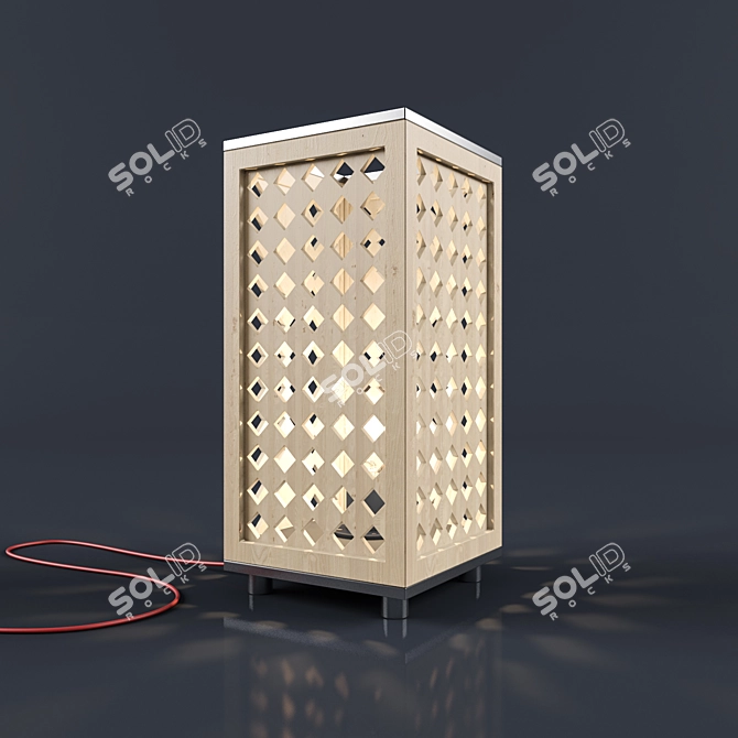 Elegant Metal and Wood Table Lamp 3D model image 1