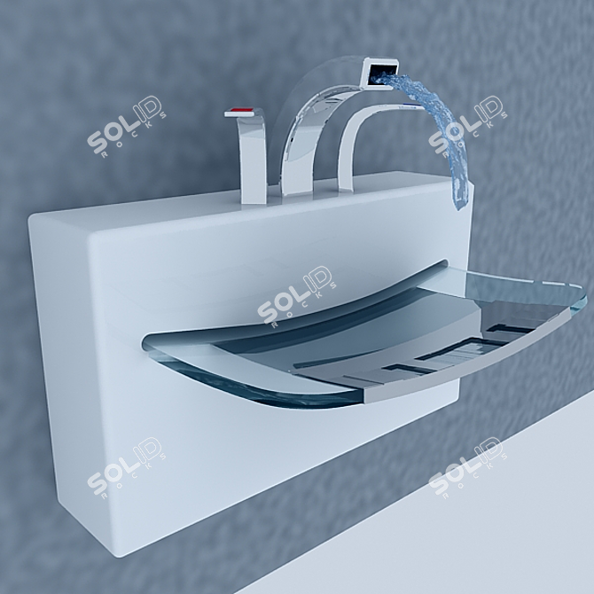 Modern Dual-Purpose Sink/Washer 3D model image 1