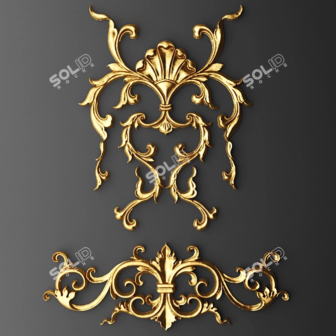 Title: Regal Cartouche Stucco Crown 3D model image 1