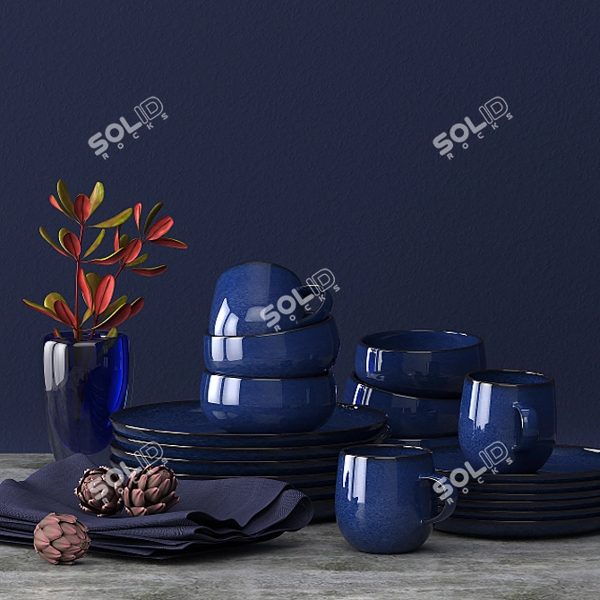  Tranquil Lake Dinnerware Set 3D model image 1