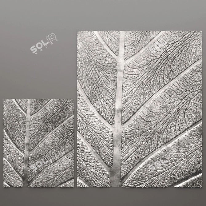 Custom Carved Wood Wall Panel 3D model image 1