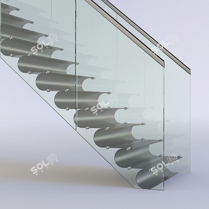 Modern Glass Staircase Design 3D model image 1